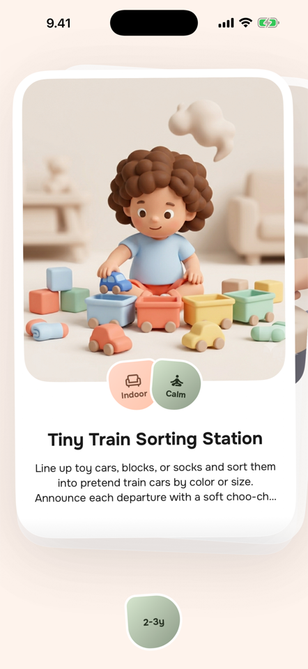 Playroo activity card on iPhone